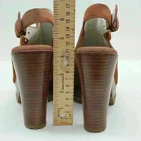 Michael Kors Women's Brown Suede Leather Rubber Outsole Block Heel Sandal Size U - Picture 11 of 11